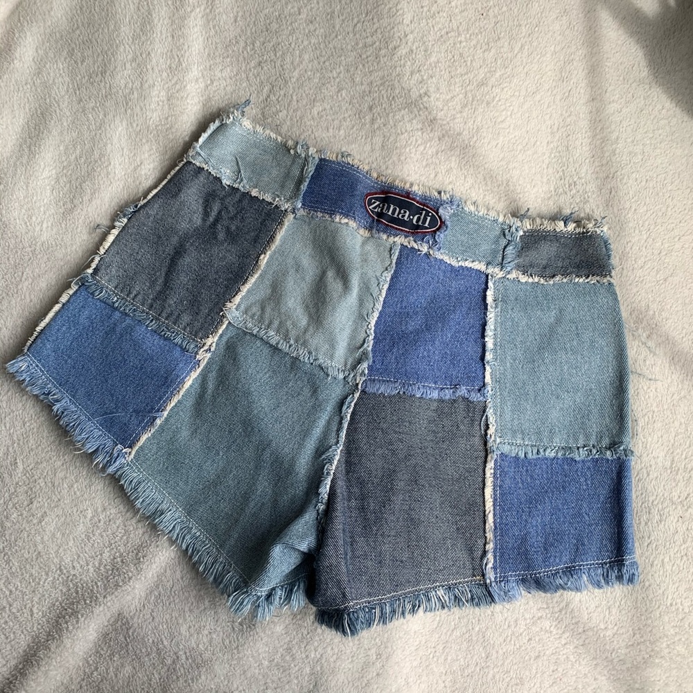 vintage patchwork denim/jean shorts